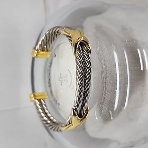 Vintage Two Tone Silver & Gold Cable Cuff